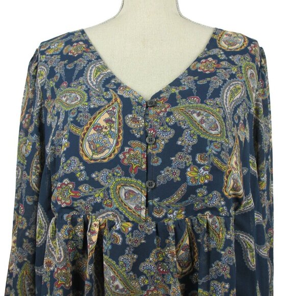 Heyson Top Blouse V-Neck baby doll long sleeve Boho size 2XL NWT $78 - Picture 2 of 8